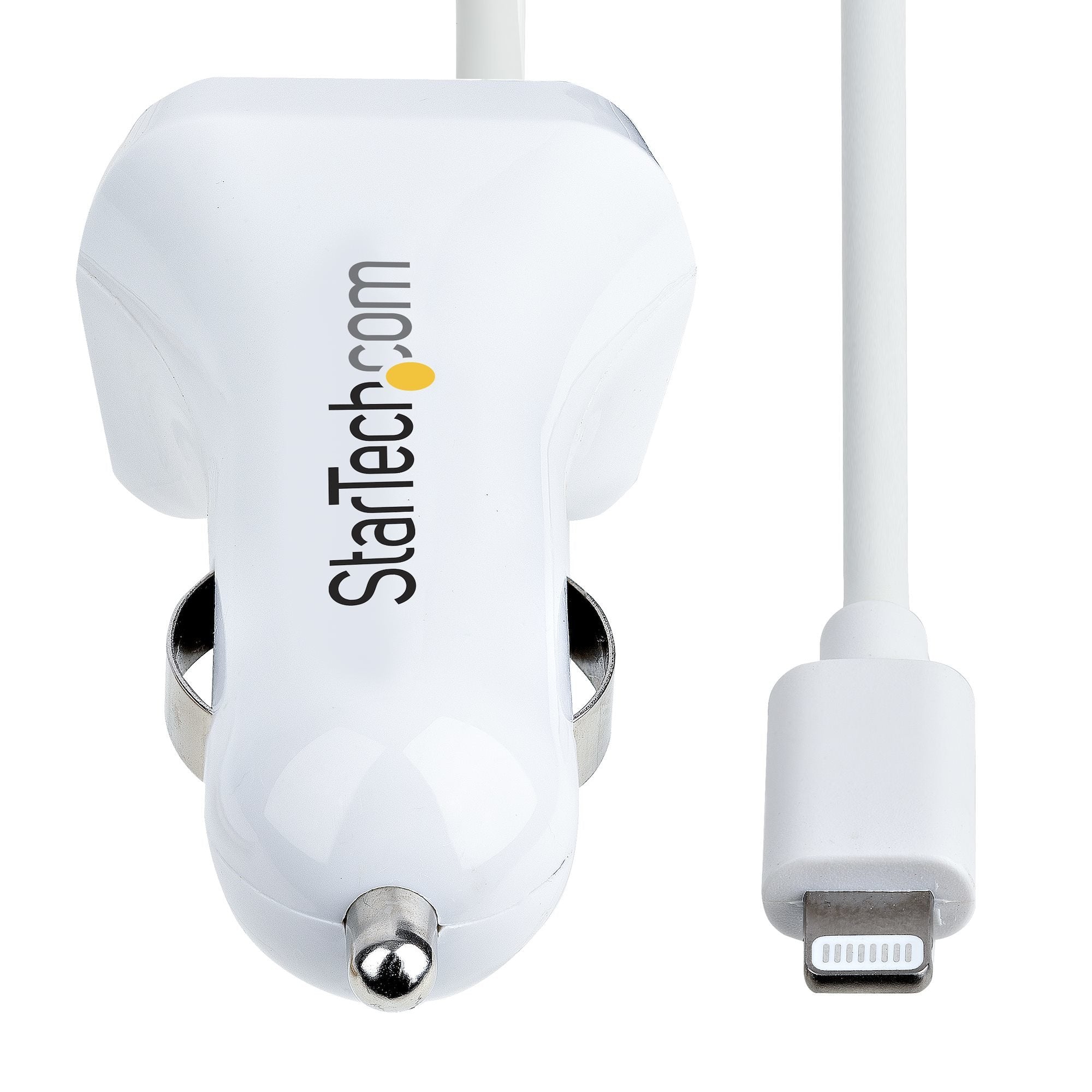 Startech Cargador De Coche Con Cable Rizado Lightning, 1m 12w Blanco