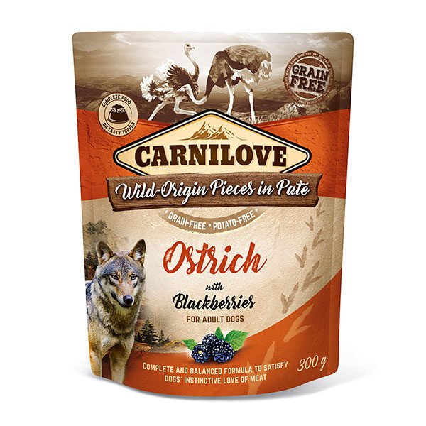 Comida Húmeda Para Perros Carnilove Dog Pouch Ostrich & Blackberries 400g