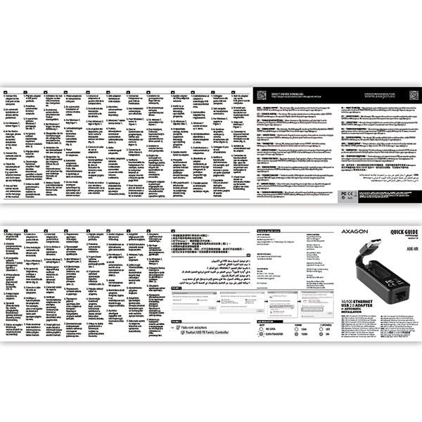 Axagon Adaptador Ade-Xr Fast Ethernet 10/100 - Usb 2.0 Tipo A