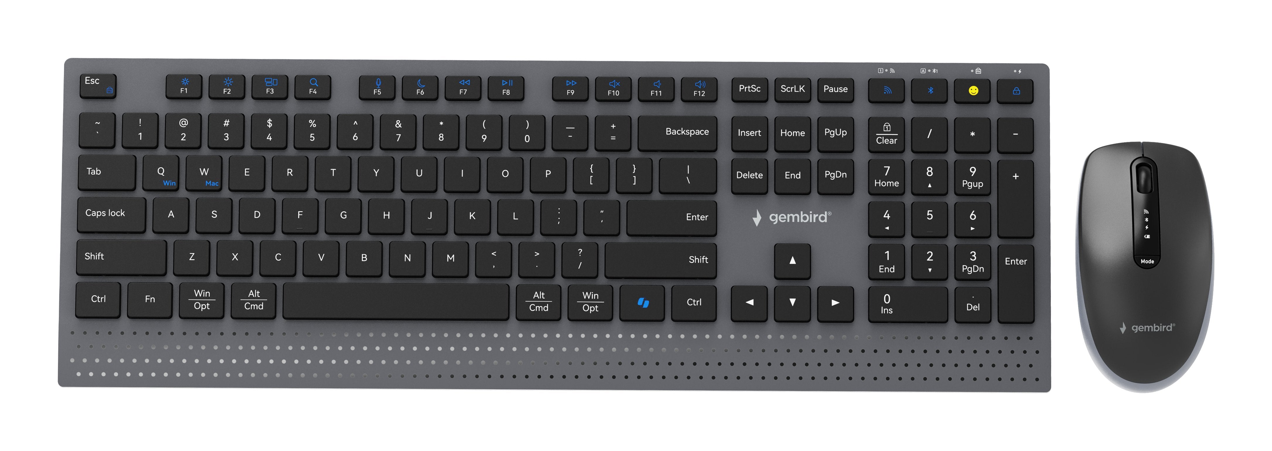 Gembird Dual-Mode Slim Wireless Desktop Set 2.4g+Bt Us Layout