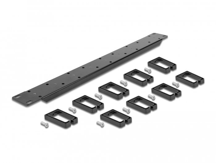 Delock 19? Cablemanagement Rangierpanel Beidseitig Mit 9 Bügeln (5 X Vertikal, 4 X 45° Geneigt) 1 He Schwarz
