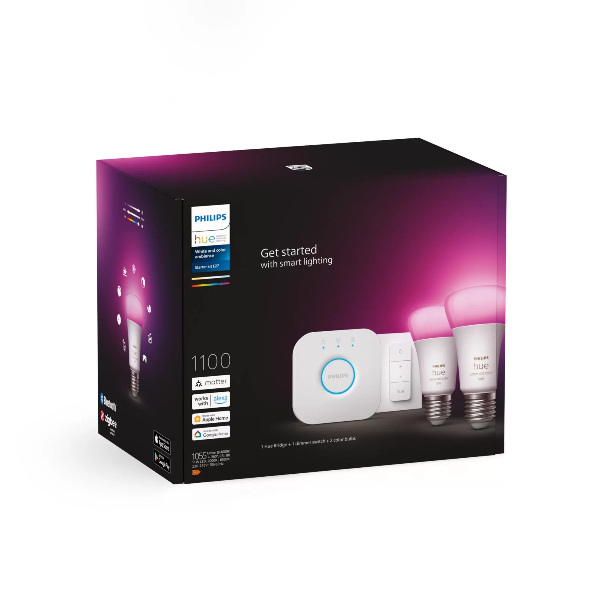 Puente Philips Hue + 2x E27 9w Rgbw + Interruptor