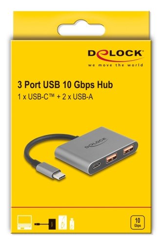 Delock 3 Port Usb Hub 10 Gbps Con Usb Type-C Zu 1 X Usb Typc