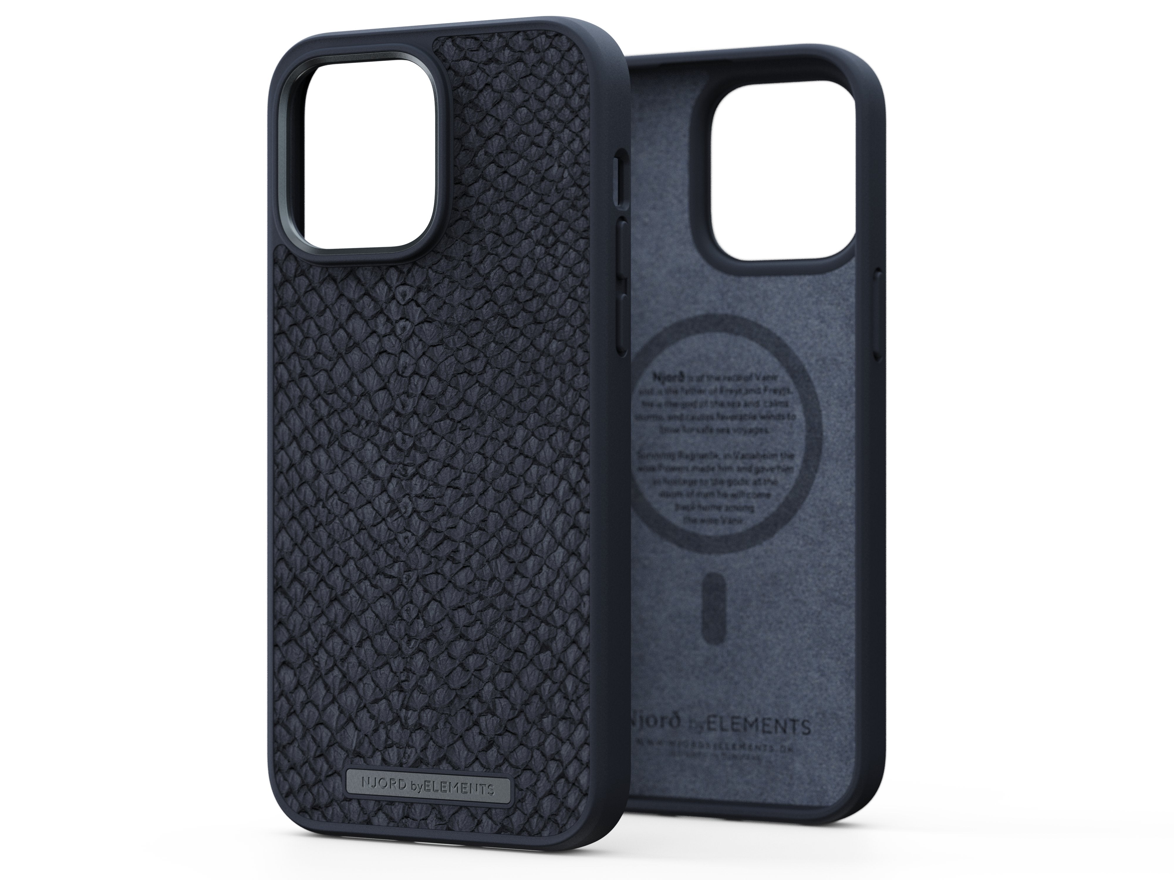 Njord Byelements Salmon Leather Magsafe Case - Iphone 14 Pro Max - Black