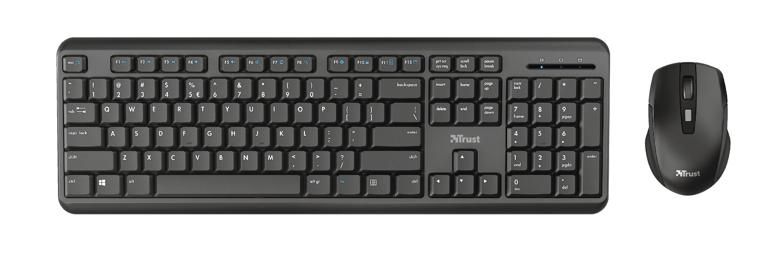 Trust Tkm-350 Tastatur Und Raton Set, Cablelos, Deutsches Qwertz-Layout, Flüssigkeitsgeschützt