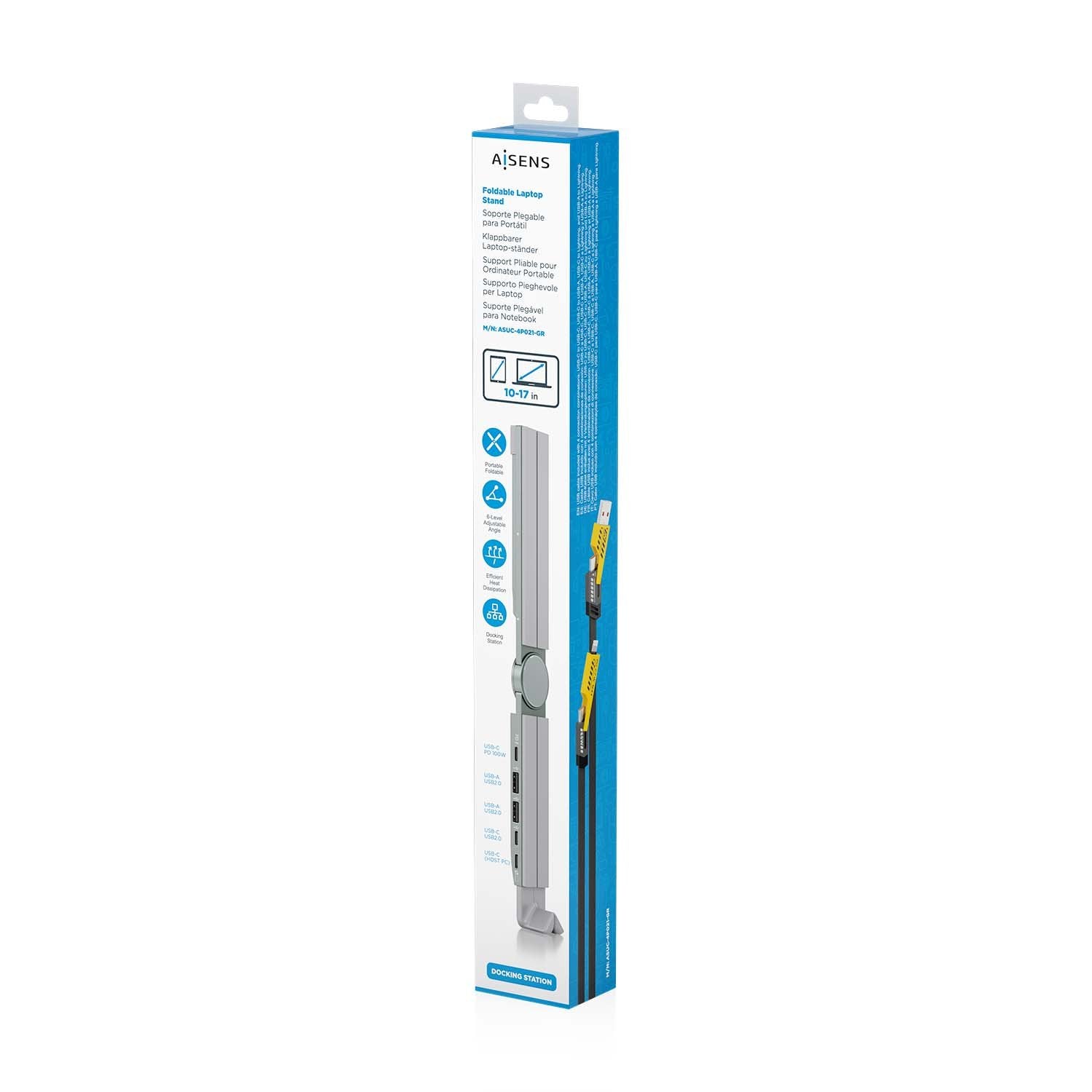 EAN 8435739902936 - AISENS ASUC-4P021-GR base para portátil y replicador de puertos Alámbrico USB 3.2 Gen 1 (3.1 Gen 1) Type- imagen 8