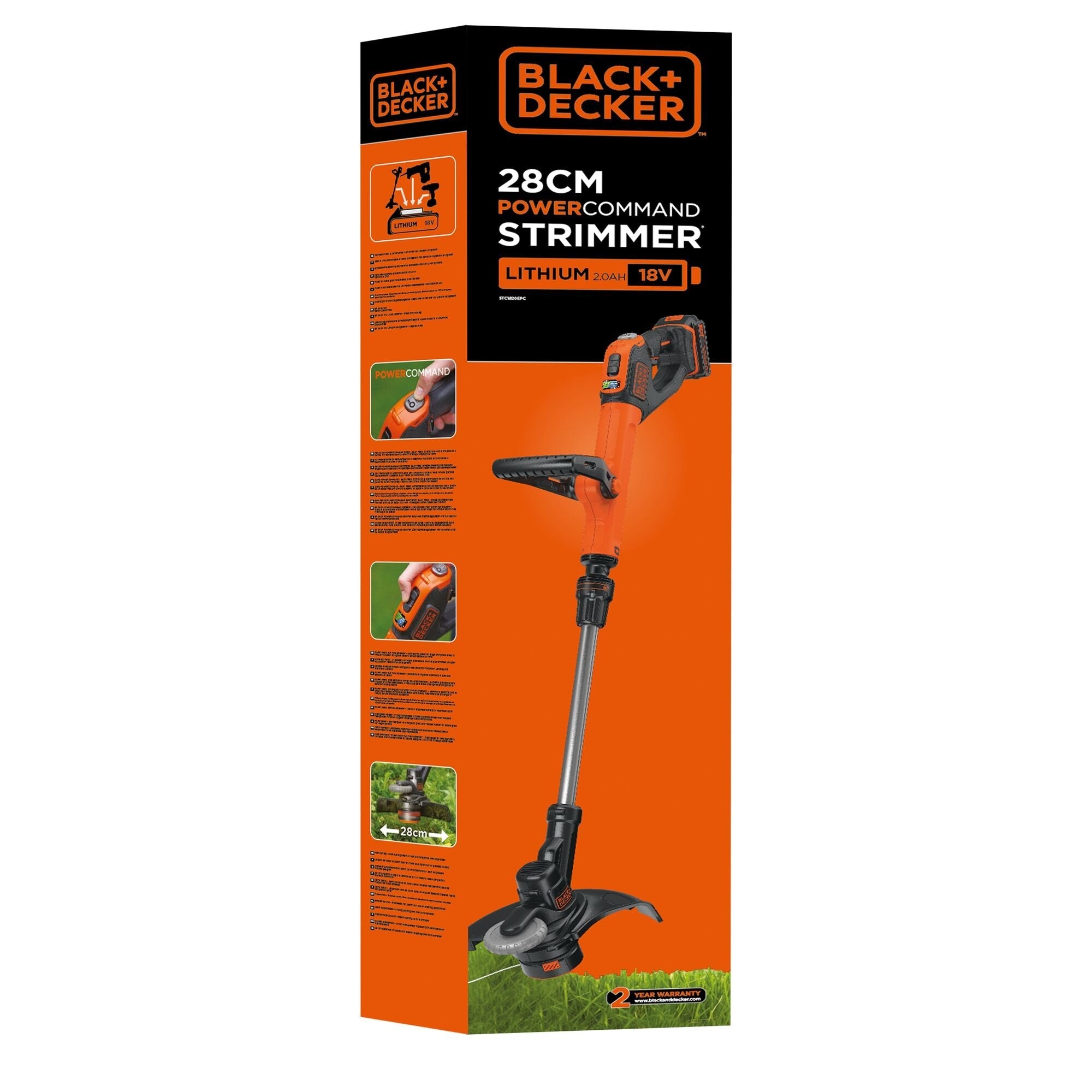 Desbrozadora/Bordeadora Black+Decker Stc1820cm-Qw Batería Negro, Naranja, Plata, Cortabordes Naranja/Negro, 1,6 Mm, 9 M, 7400 Rpm, Negro, Naranja, Plata, Batería, 18 V