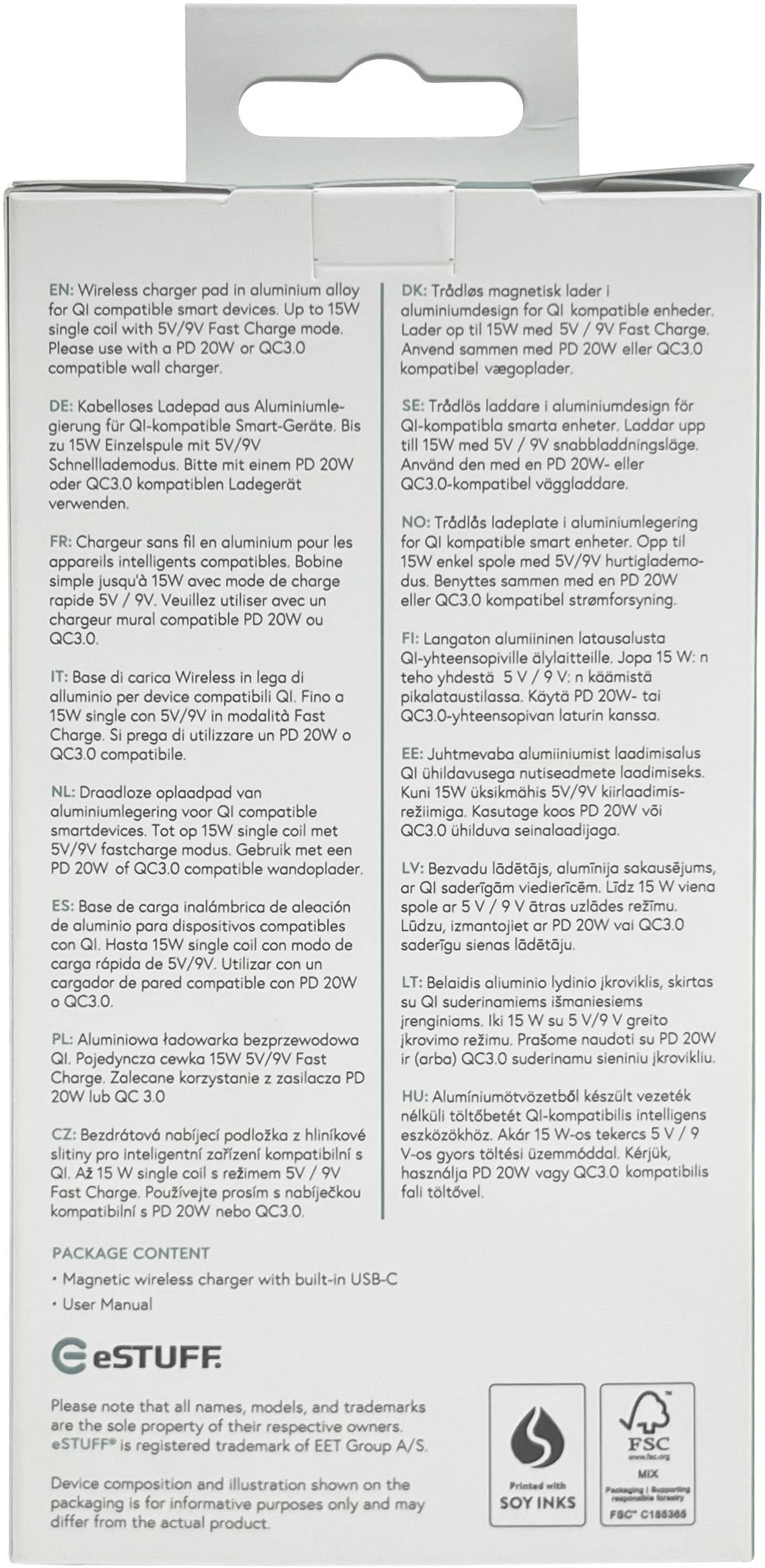 EAN 5715063646021 - eSTUFF ES638300 cargador de dispositivo móvil Smartphone Aluminio Corriente alterna Cargador inalámbrico imagen 3