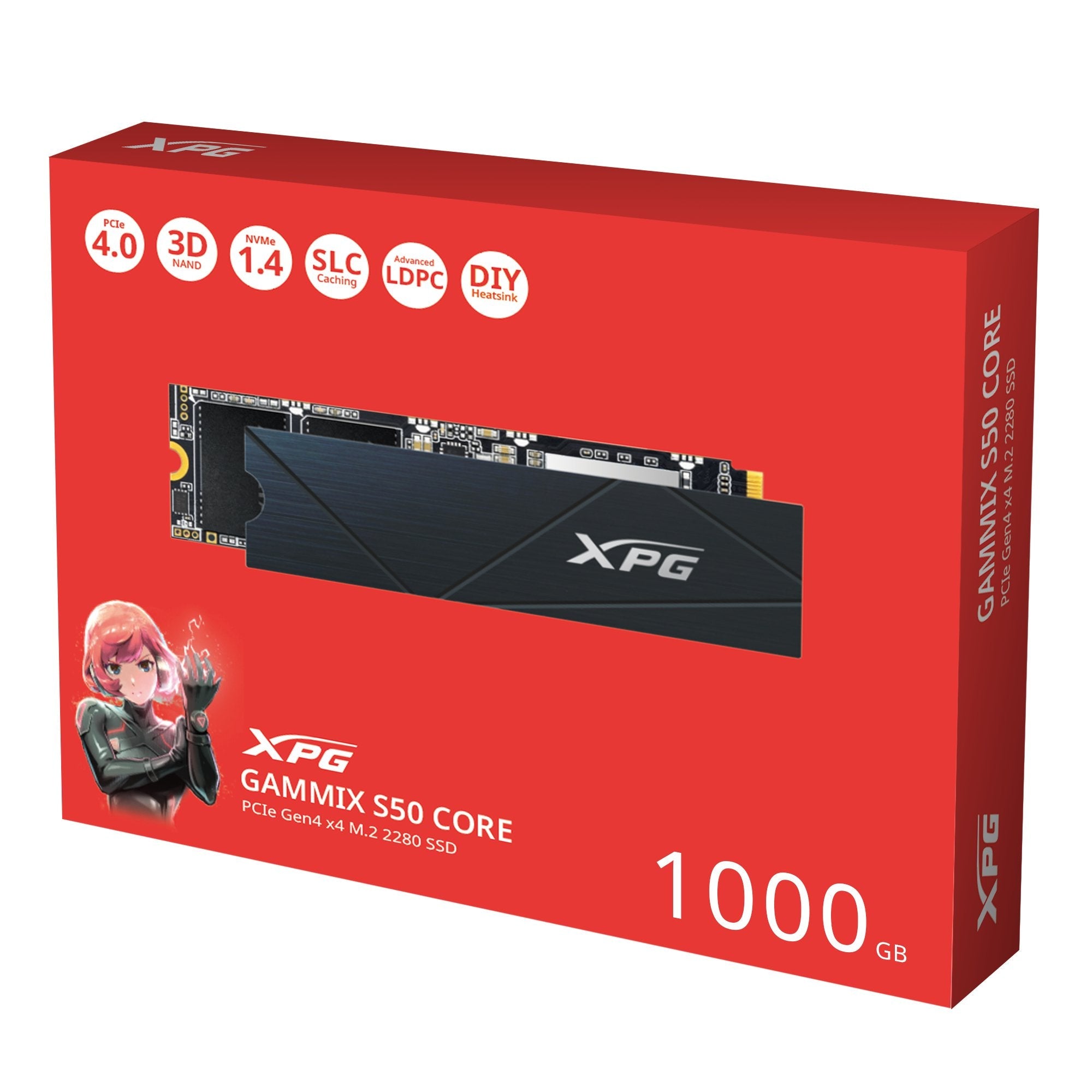 Memoria Adata Xpg Gammix S50 Core 1.0 Tb, Ssd Negro, Pcie 4.0 X4, Nvme 1.4, M.2 2280 Sgammixs50c-1000g-Cs