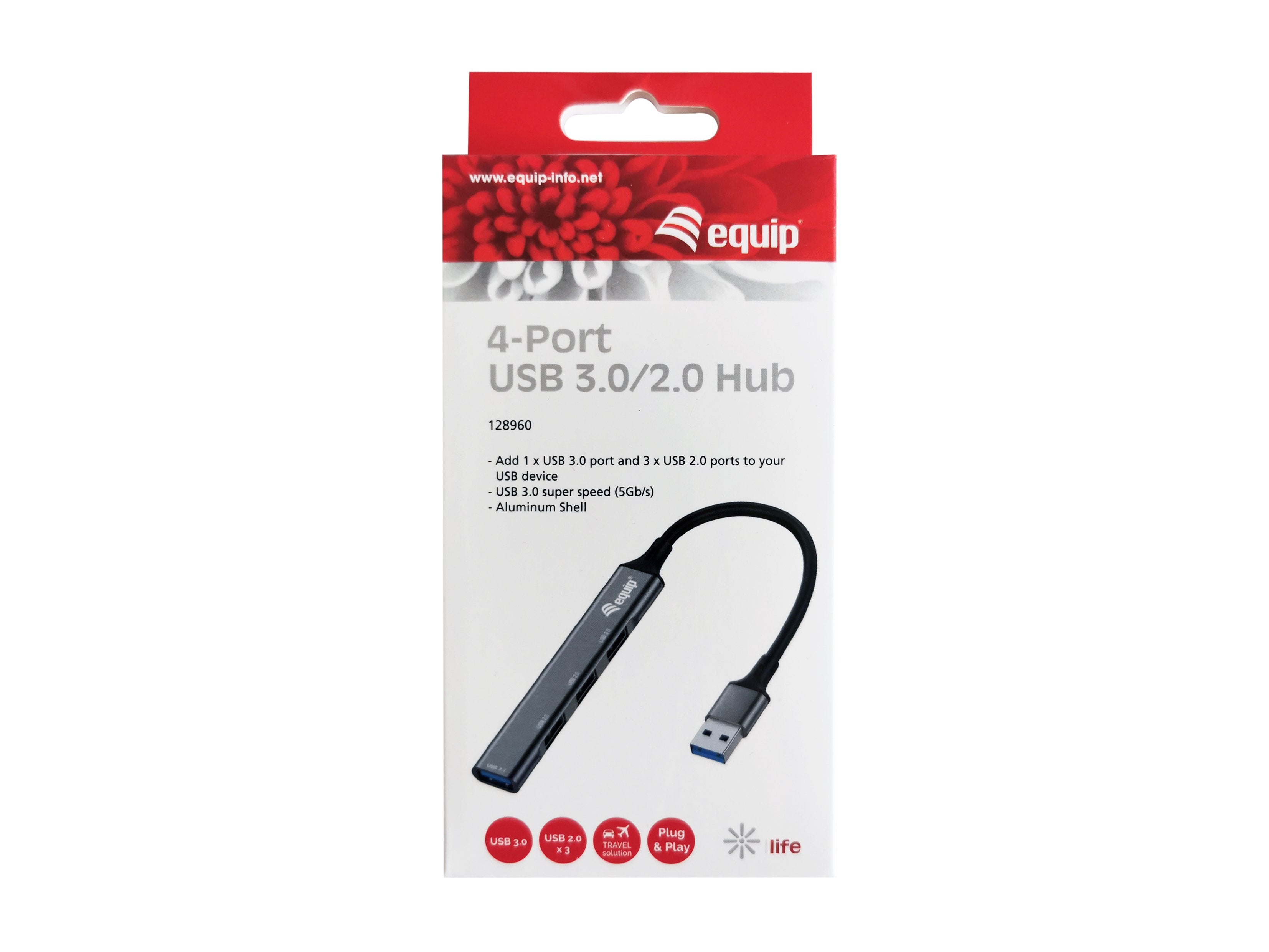 Hub Usb Equip Life Usb 1 Puerto Usb 3.0 3 Puertos Usb 2.0 Carcasa Aluminio