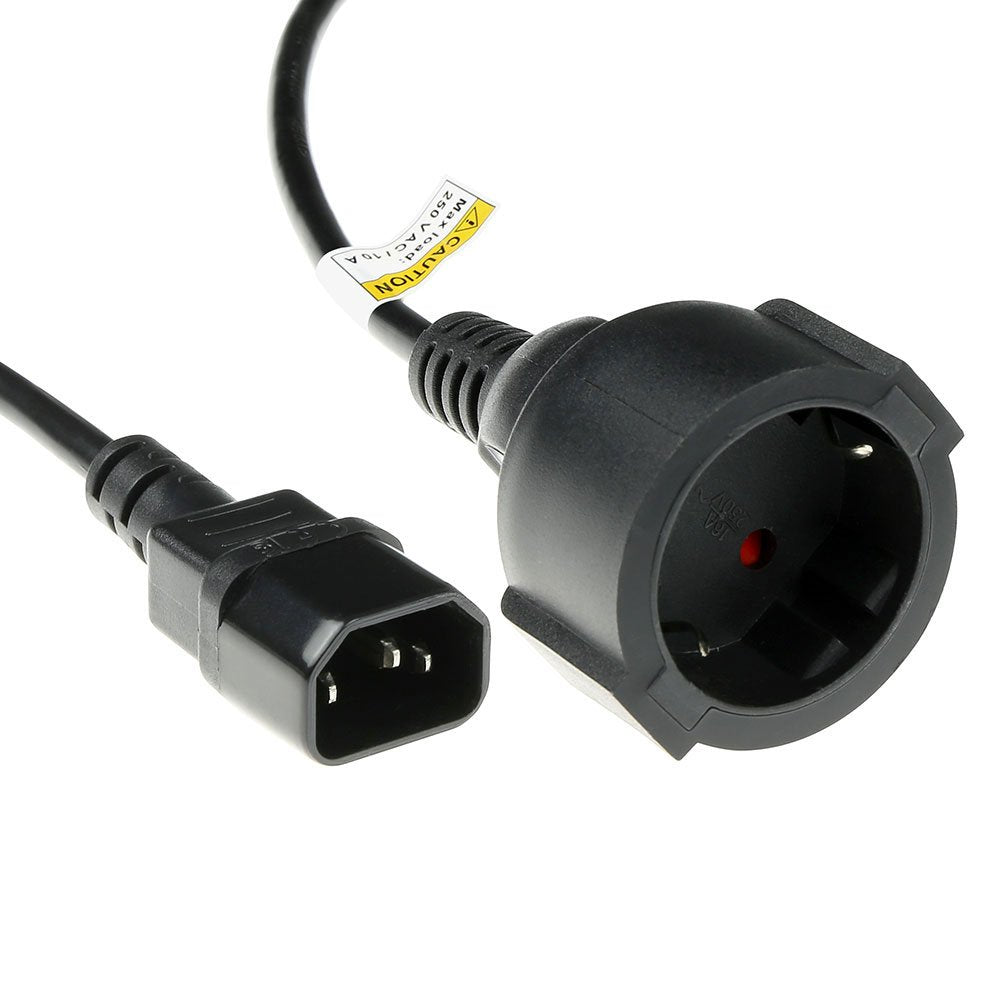 Cable Extension C14 A Cee 7/4 Shucko H 50cm Negro 10a