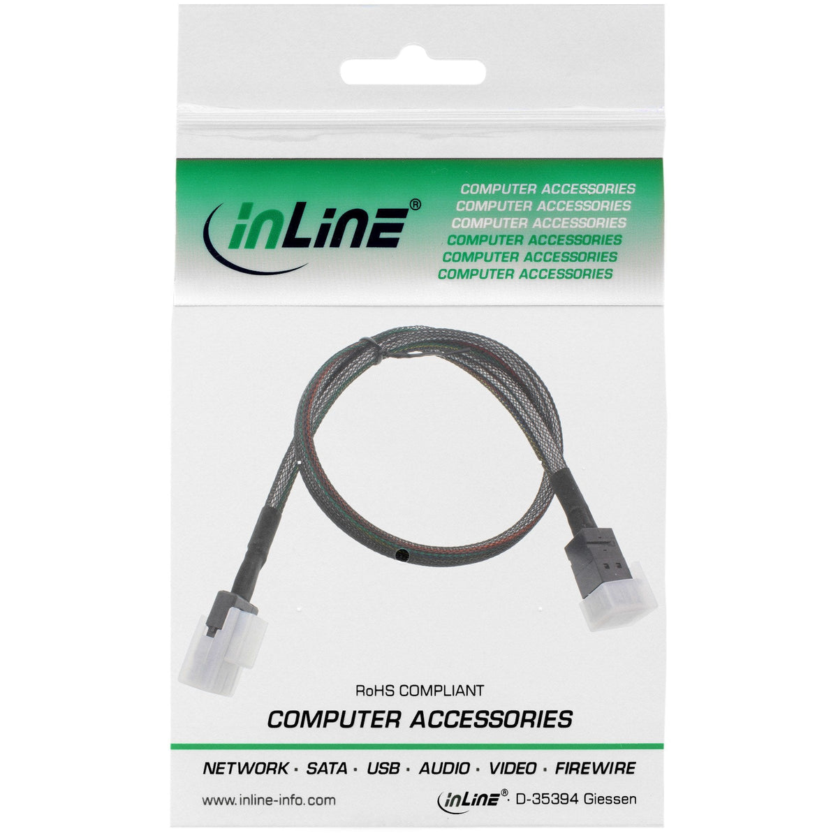 Cable Inline Mini Sas Hd Sff-8643 A Sff-8087 Con Banda Lateral De 0,5 M