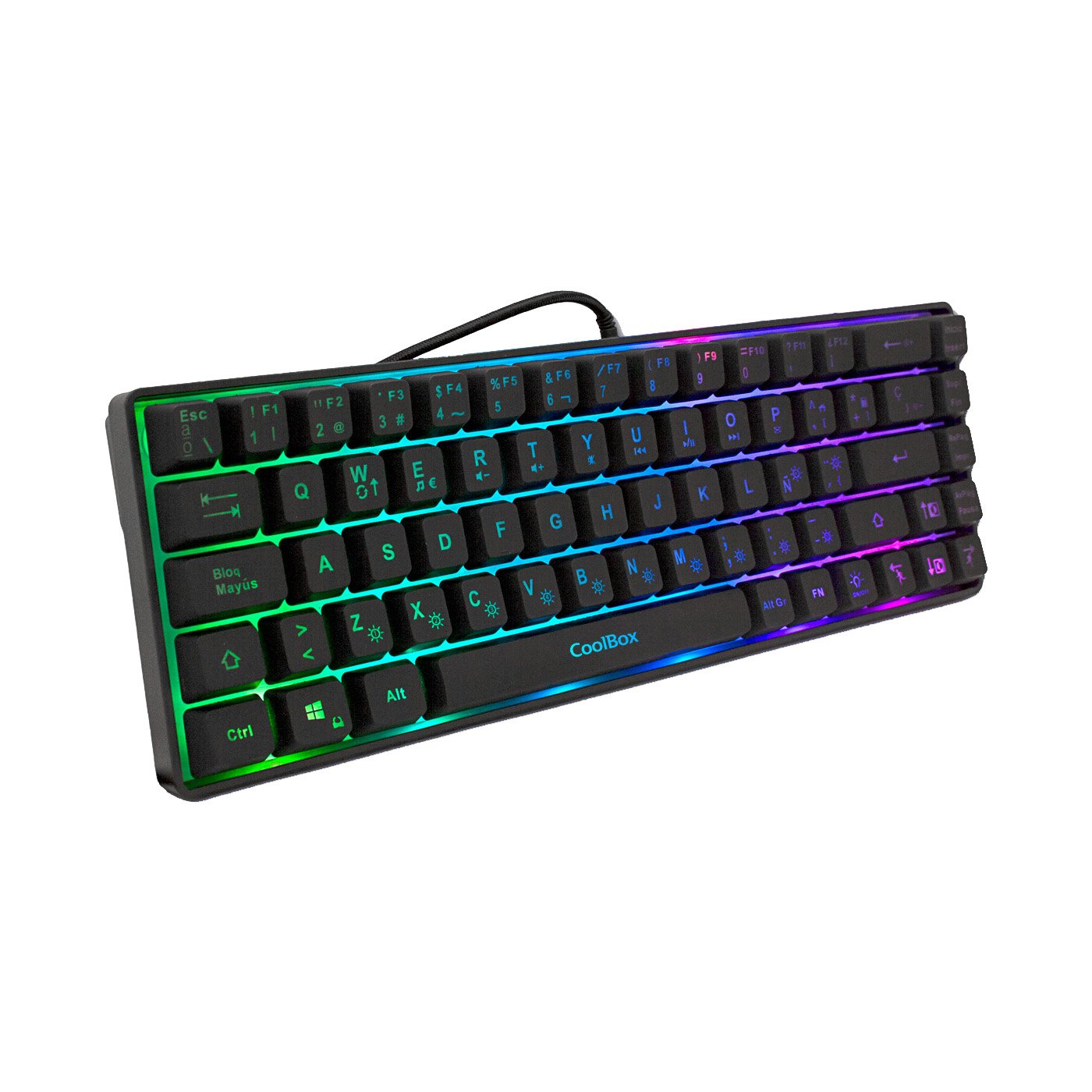 Teclado Español Deepgaming Mini Tm065 Rgb Coolbox 69 Teclas Iluminacion Rgb Anti-Ghosting