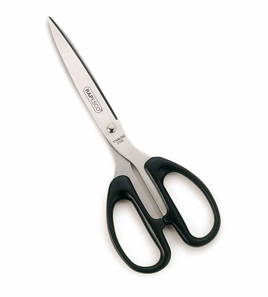 Rapesco Essential Tijeras De Acero Inoxidable 21cm - Mangos Ergonomicos - Aptas Para Diestros Y Zurdos - Negro
