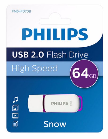 Pendrive Philips 64gb 2.0 Usb Snow Edition Purple