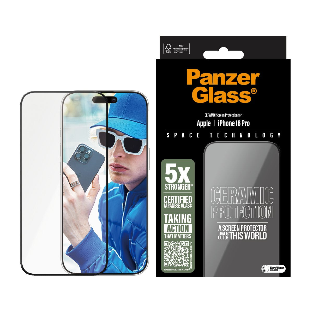 EAN 5715685002304 - PanzerGlass ® Ceramic Screen Protector iPhone 16 Pro | Ultra-Wide Fit w. EasyAligner Protector de pantall imagen 2