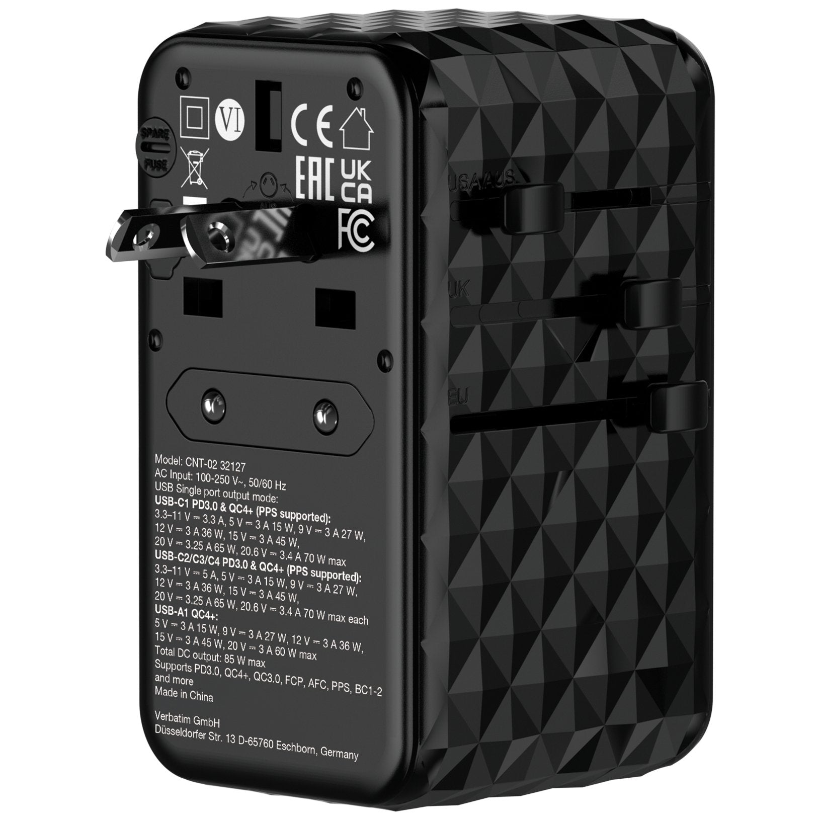 EAN 0023942321279 - Verbatim CNT-02 Universal Negro Corriente alterna Carga rápida Interior imagen 5