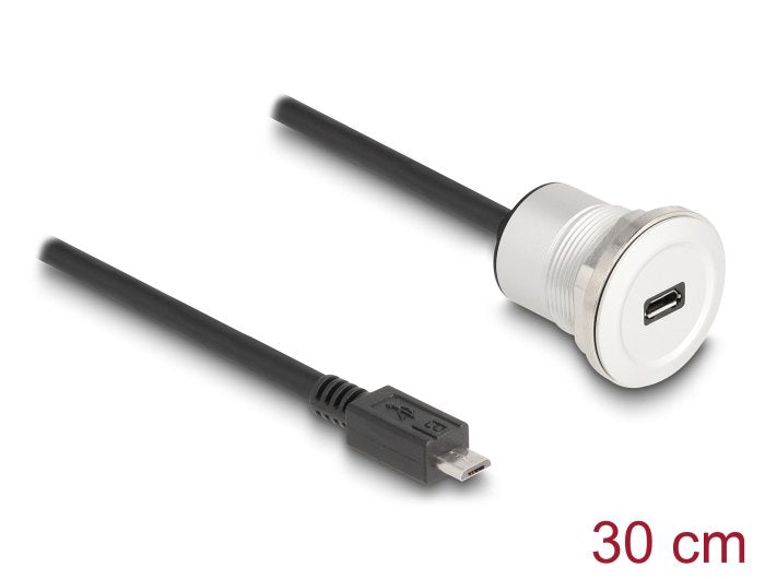 Delock Usb2.0 Micro-B Einbaubuchse Mit Cablep. St. Alu. 30cm
