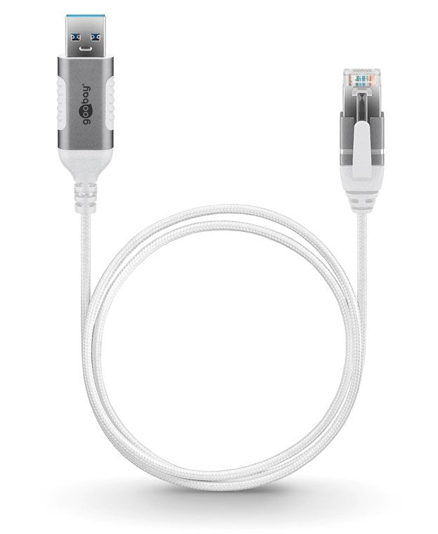 Cable De Adaptador Ethernet De Goobay Usb-A 3.2 Gen1> Rj-45, Blanco Delgado, 10 Metros 74383