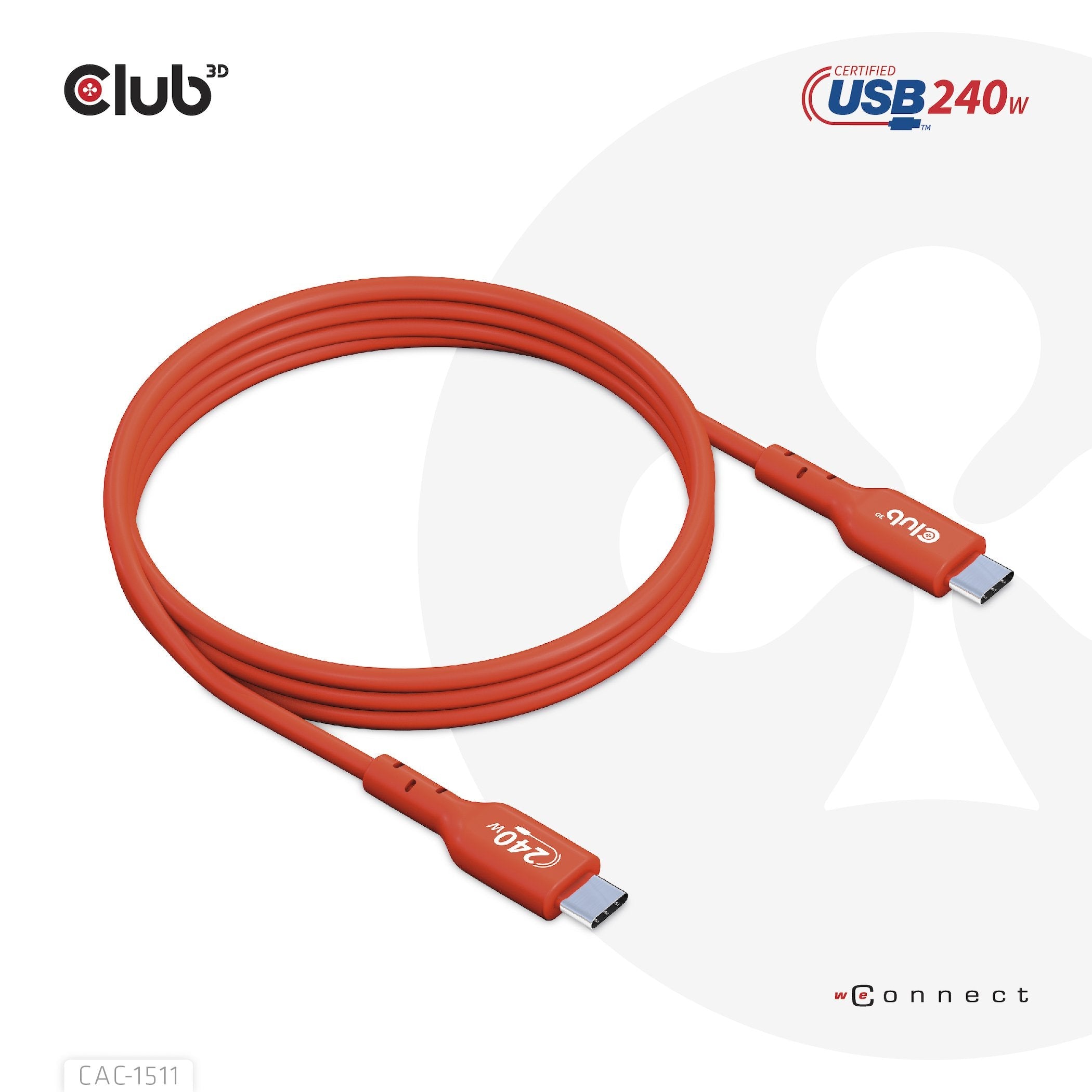 Club3d Cable Usb 2 Typ C Pd 240w 480placa Base 1m M/M Retail