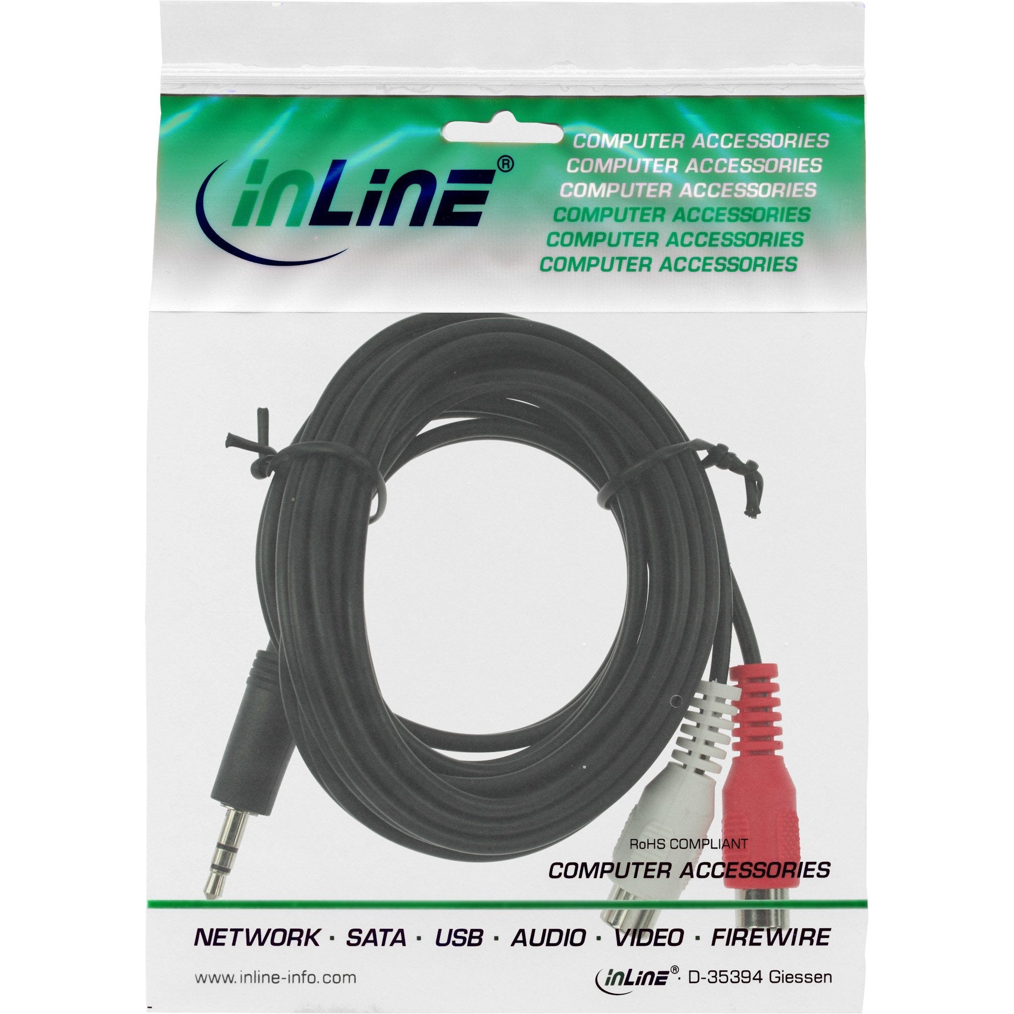 Cable De Audio Inline 2x Rca Hembra A 3.5mm Estéreo Macho 1m
