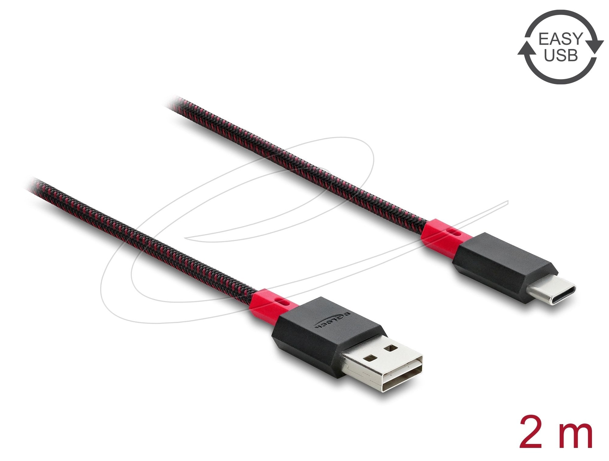 Delock Easy-Usb 2.0 Cable Typ-A Stecker Zu Usb Type-C Stecker 2 M Schwarz