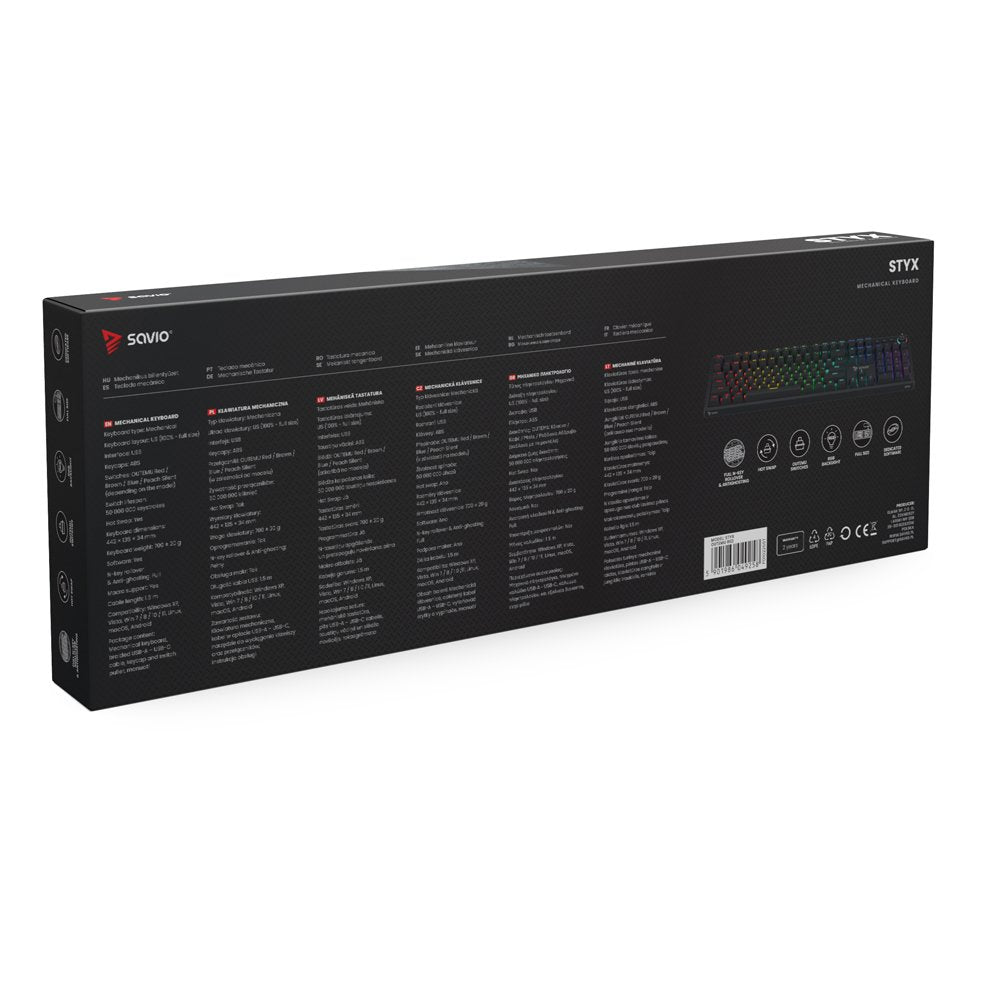 Savio Styx Teclado Mecánico Outemu Red, Hot Swap, Rgb