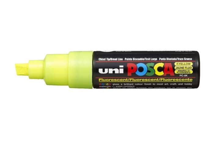 Uniball Marcador Posca Pc-8k No Permanente Punta Biselada 8.0mm Amarillo Fluor