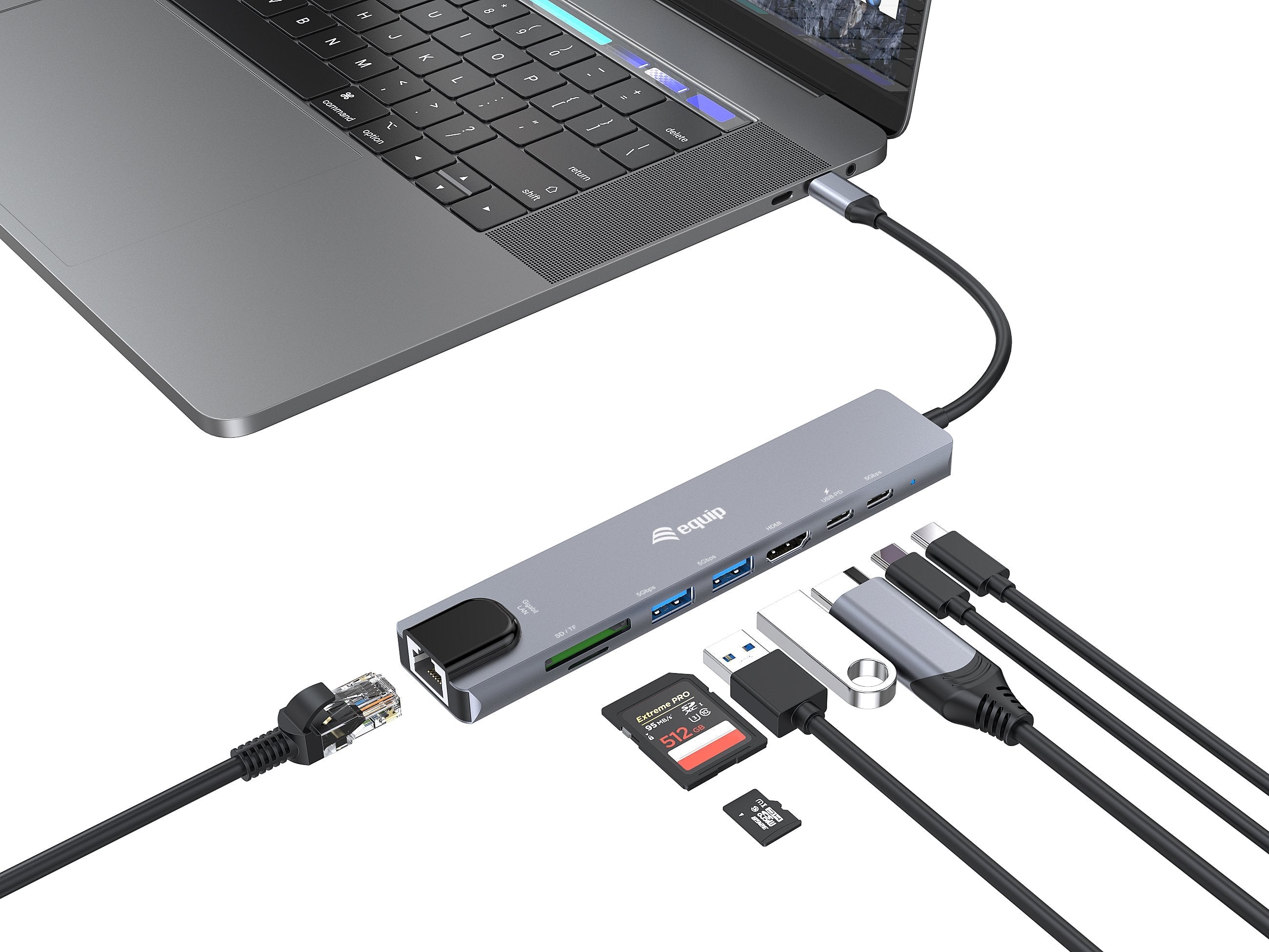 Equip Adaptador Usb-C - Hdmi,Gbe,3xusb3.2 Gen1,Sd Tf,Pd 100w