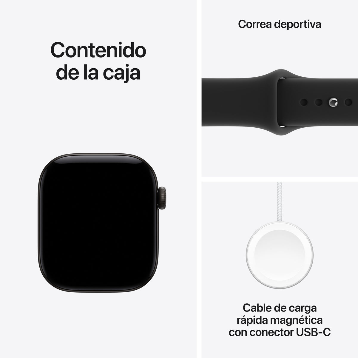 Apple Watch Series 12 Gps 42mm Negro Correa Deportiva Negro (S M)