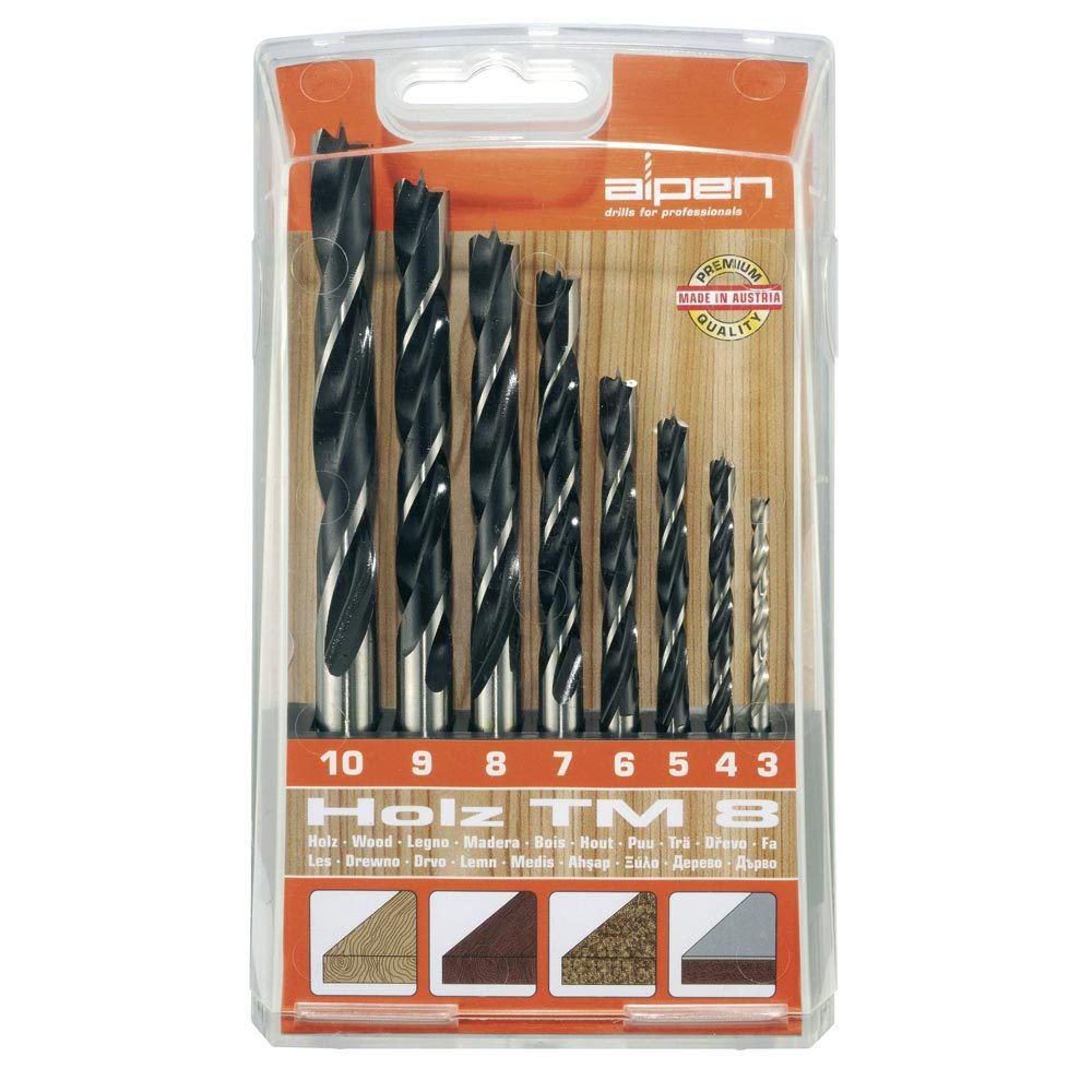 Juego De Brocas Para Madera Alpen Tm-8 600092100 Acero Rápido, 8 Uds.