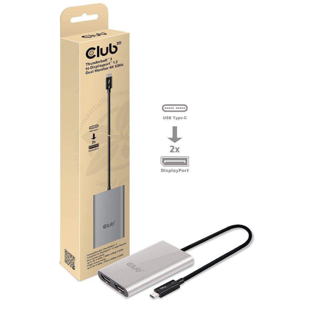 Club3d Thunderbolt 3 A Dos Pantallas Displayport 1.2 4k 60hz