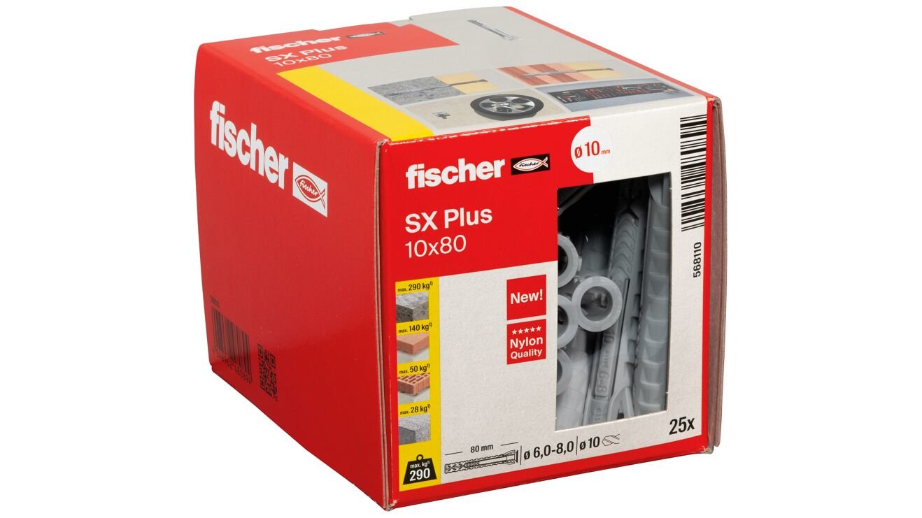 EAN 4048962480894 - Fischer 568110 tornillo de anclaje y taco 25 pieza(s) Anclaje de expansión 80 mm imagen 2