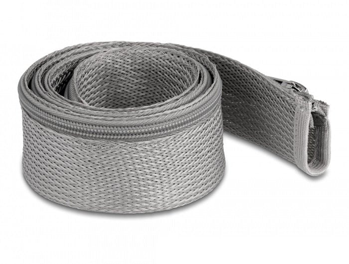 Geflechtschlauch Mit Reissverschluss Hitzebeständig 1 M X 50 Mm Grau