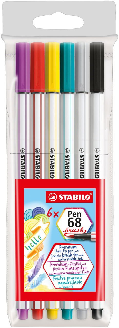Stabilo Rotuladores Pen 68 Brush Estuche De Plástico 6 C/Surtidos