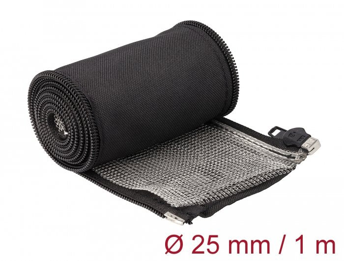 Delock Blindaje Emc Funda Trenzada Con Velcro 1 M X 25 Mm Negro