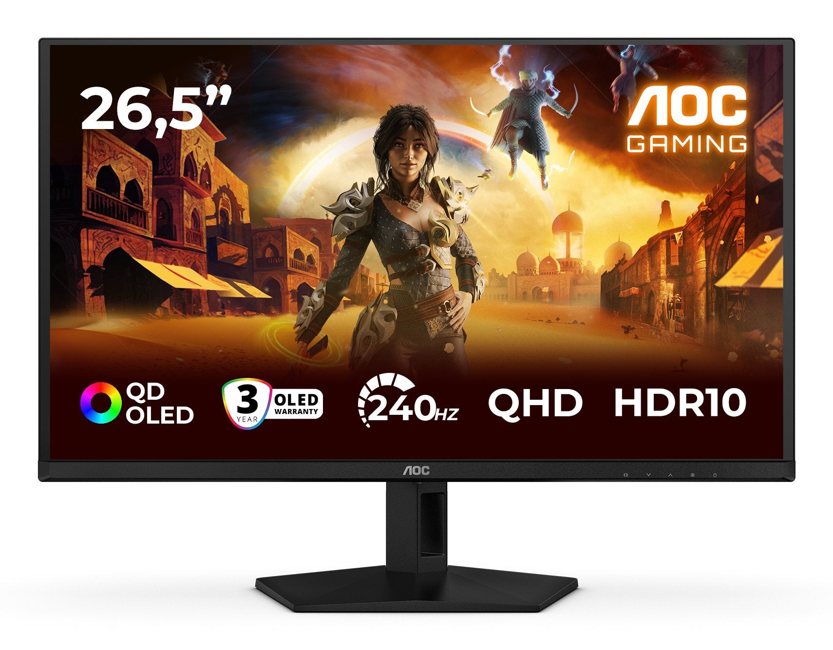 Monitor Aoc Agon Q27g41zdf Qd-Oled Gaming 26,5 " Negro, Qhd, Hdmi, Dp, Adaptive-Sync, Compatibilidad G-Sync, Panel De 240hz Q27g41zdf