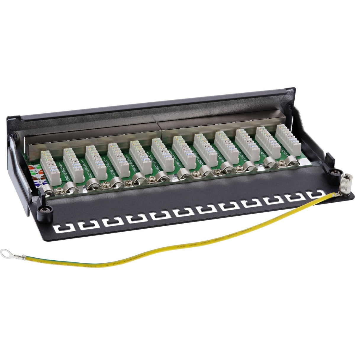 Patch Panel Inline Cat.6 12 Puertos Montaje En Escritorio / Pared Negro Ral9005