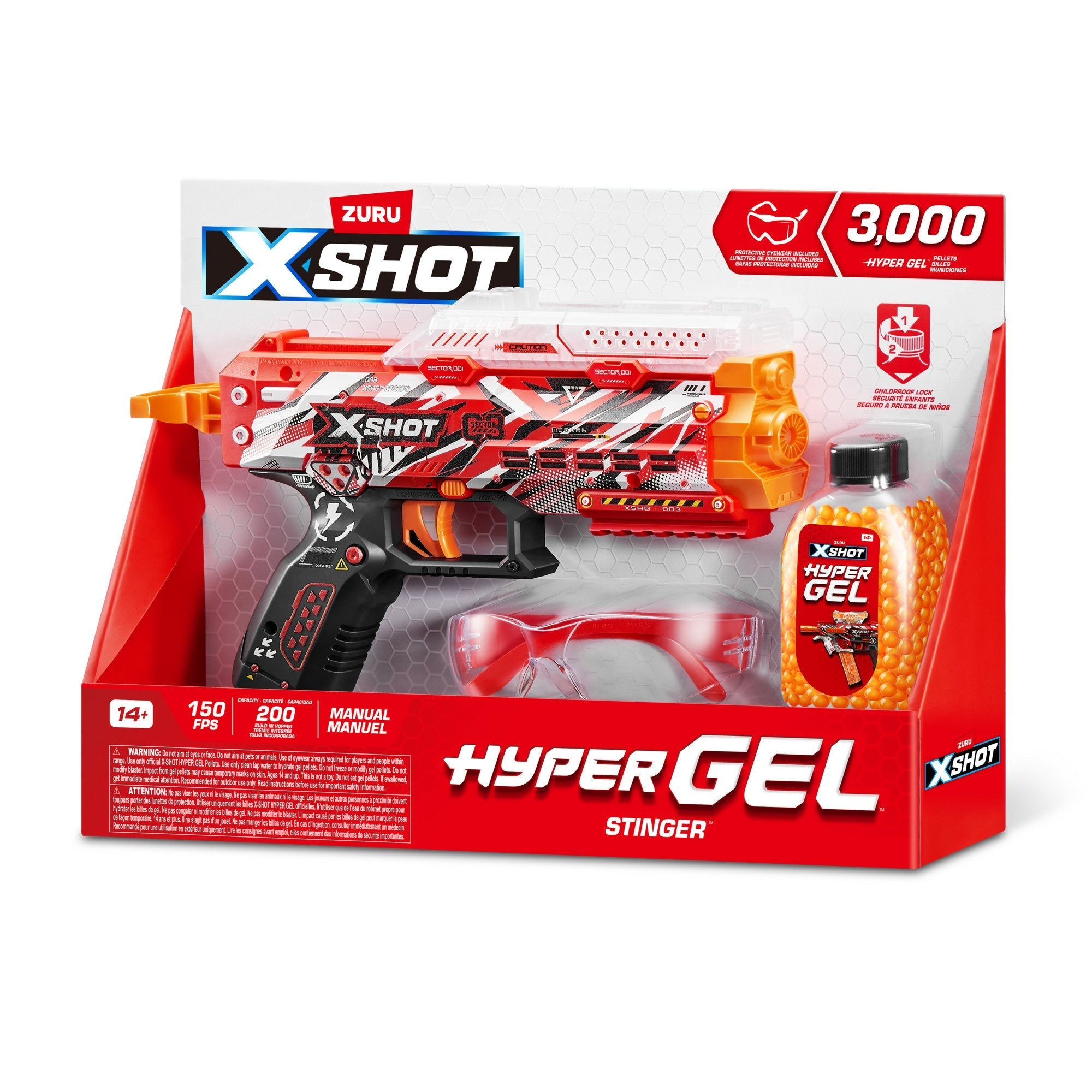 Zuru Xshot-Hyper Gel Stinger Blaster, Gel Blaster Que Incluye 1000 Bolas De Gel 36728