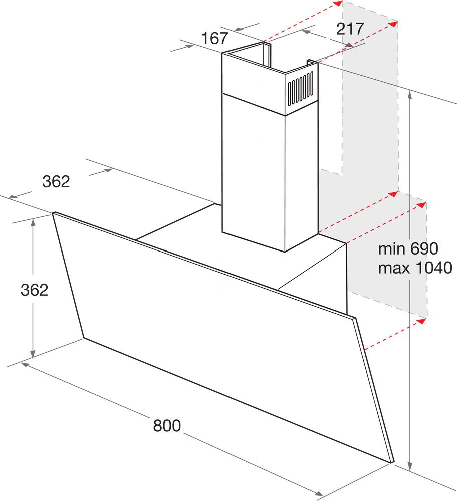Bauknecht Rbhvp 83 Lm K, Hood Extractor Negro/Acero Inoxidable, 80 Cm Rbhvp 83 Lm K