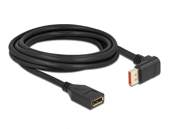 Delock Displayport Verlängerungscable Stecker 90° Unten Gewinkelt Zu Buchse 8k 60 Hz 3 M