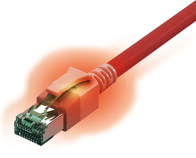 Easylan Dualboot Led Cable De Red Rj45 S Ftp Cat.6a (Class Ea), Mit Sacon Stecker, Lsoh, Rot, 1 M