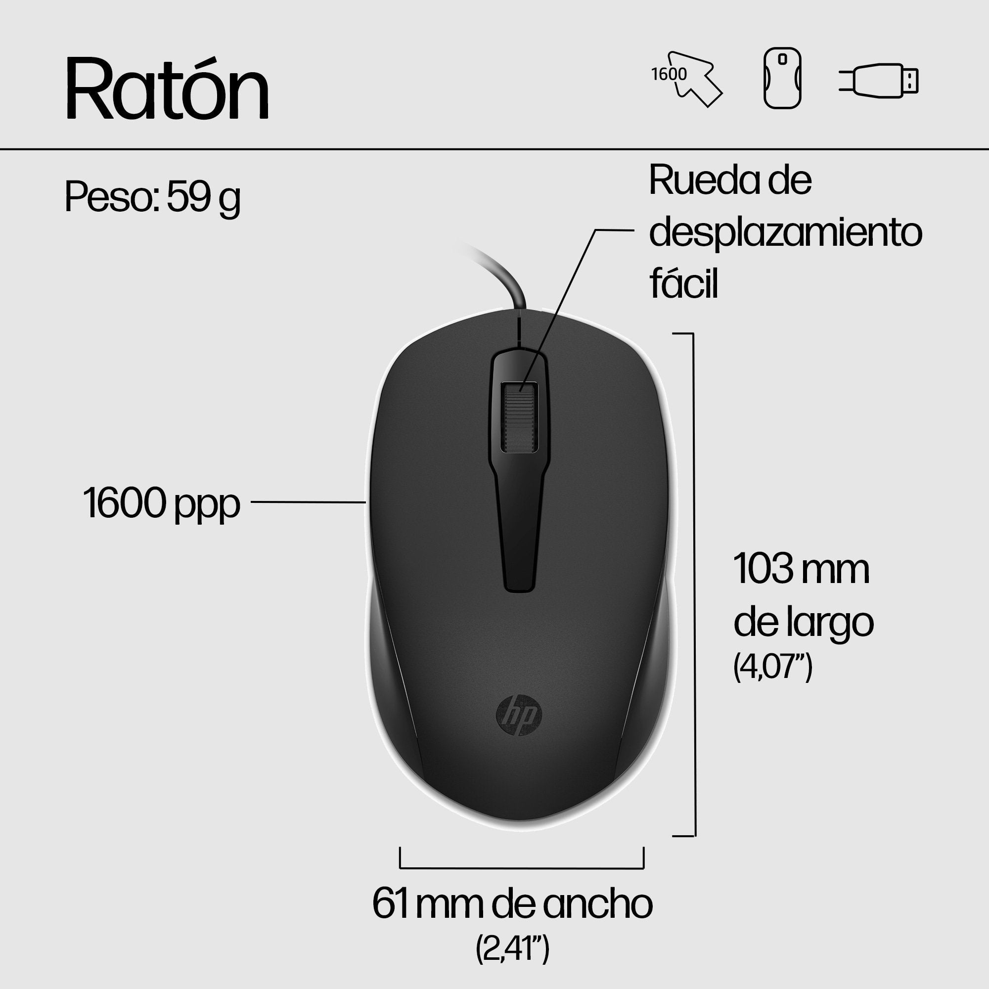 EAN 0195122875503 - HP 150 Wired Mouse and Keyboard Combination teclado Ratón incluido USB Negro imagen 3