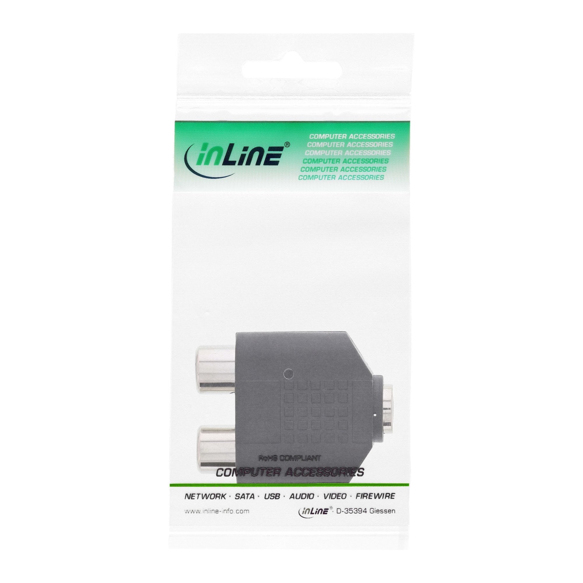 Adaptador De Audio Inline Jack De 3,5 Mm Estéreo Hembra A 2x Rca Hembra