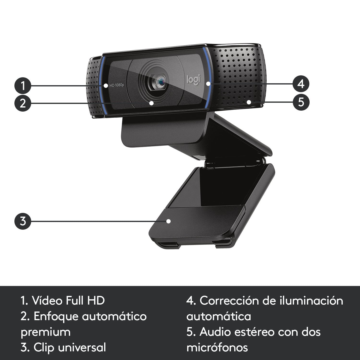 EAN 5099206061309 - Logitech 960-001055 cámara web 3 MP 1920 x 1080 Pixeles USB Negro imagen 6
