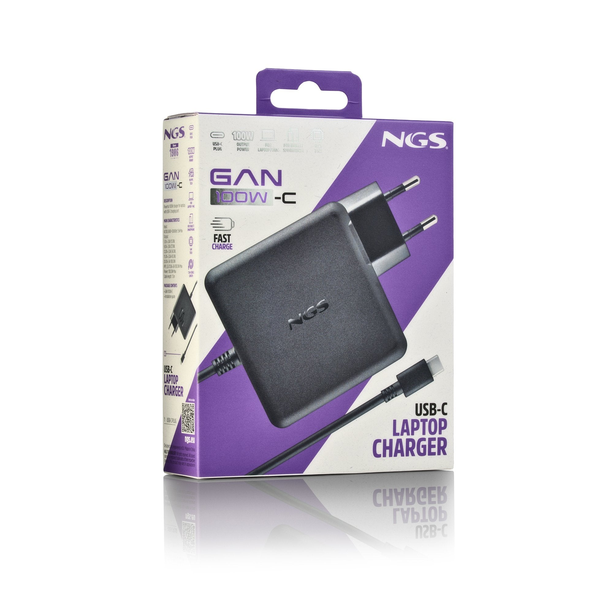 Cargador De Portátil Gan Ngs Gan100w-C Usb Tipo-C 100w Automático Voltaje 5-20v