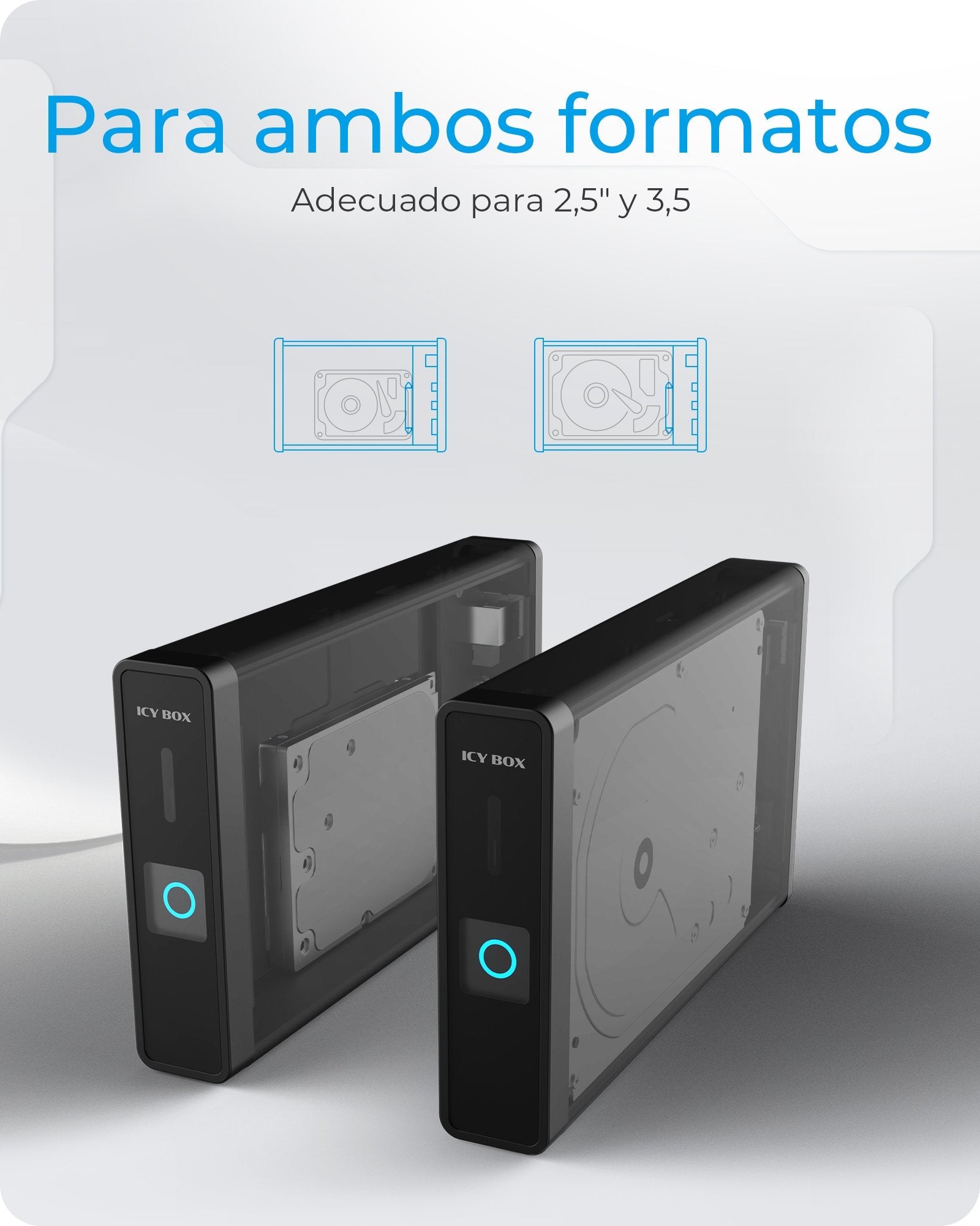 Geh. Icybox Usb 3.2 2,5"+3,5" Sata3 Hdd/Ssd Usb Typ-C M.Hub