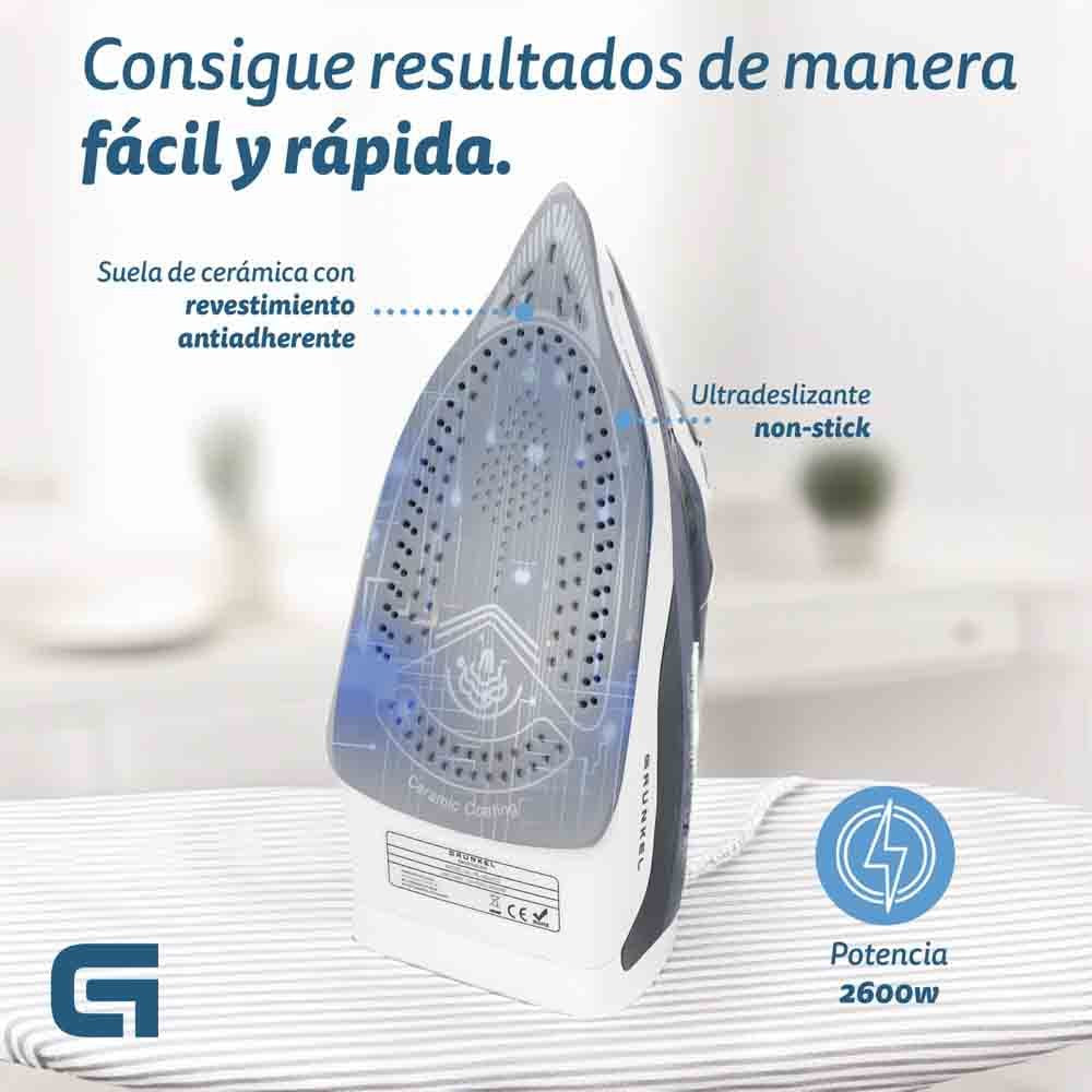 Plancha De Vapor Grunkel 2600w Suela Cerámica Azul Pl-2600ce