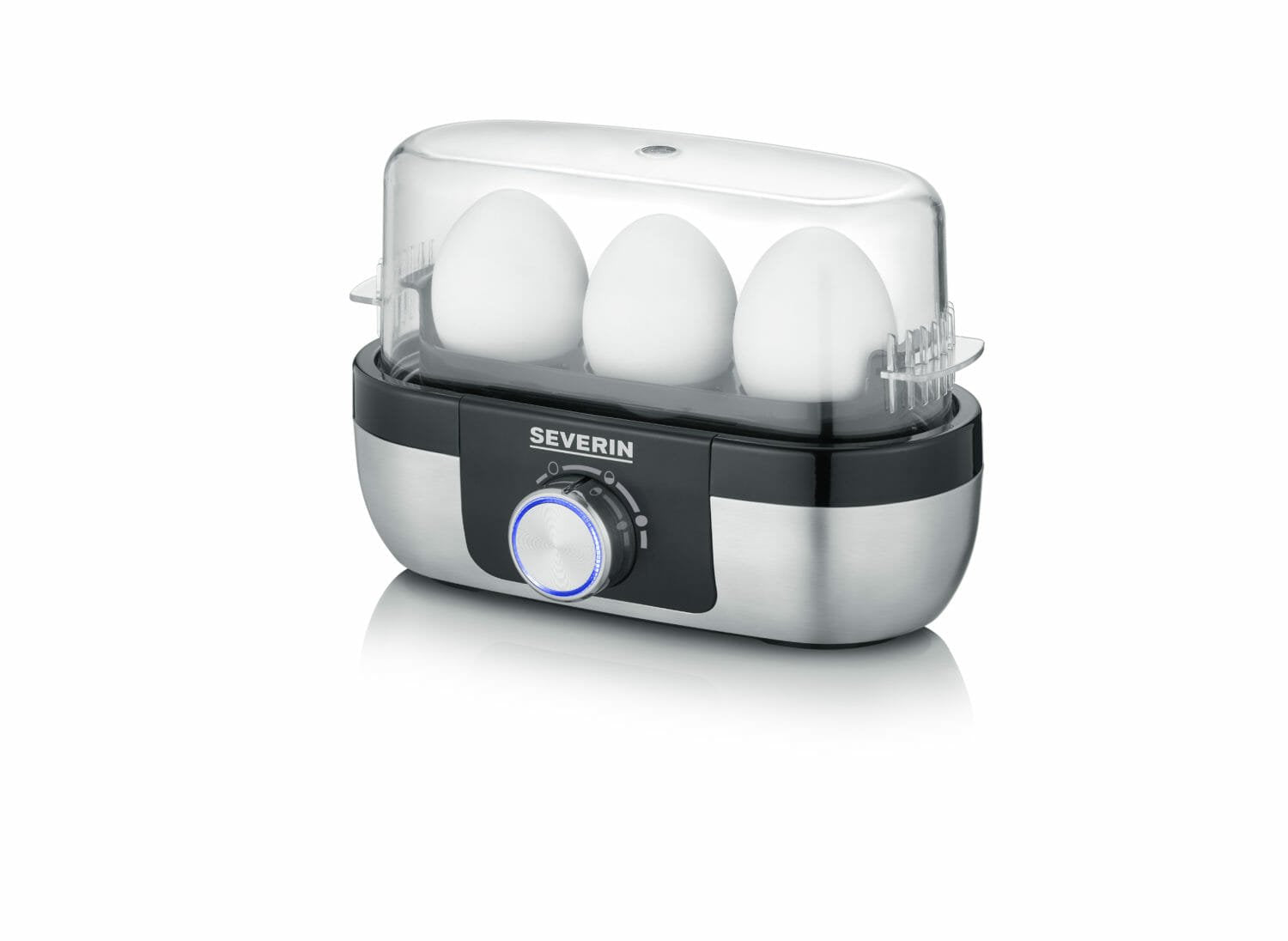 EAN 4008146036675 - Severin EK 3163 3 huevos Negro, Acero inoxidable, Transparente imagen 2