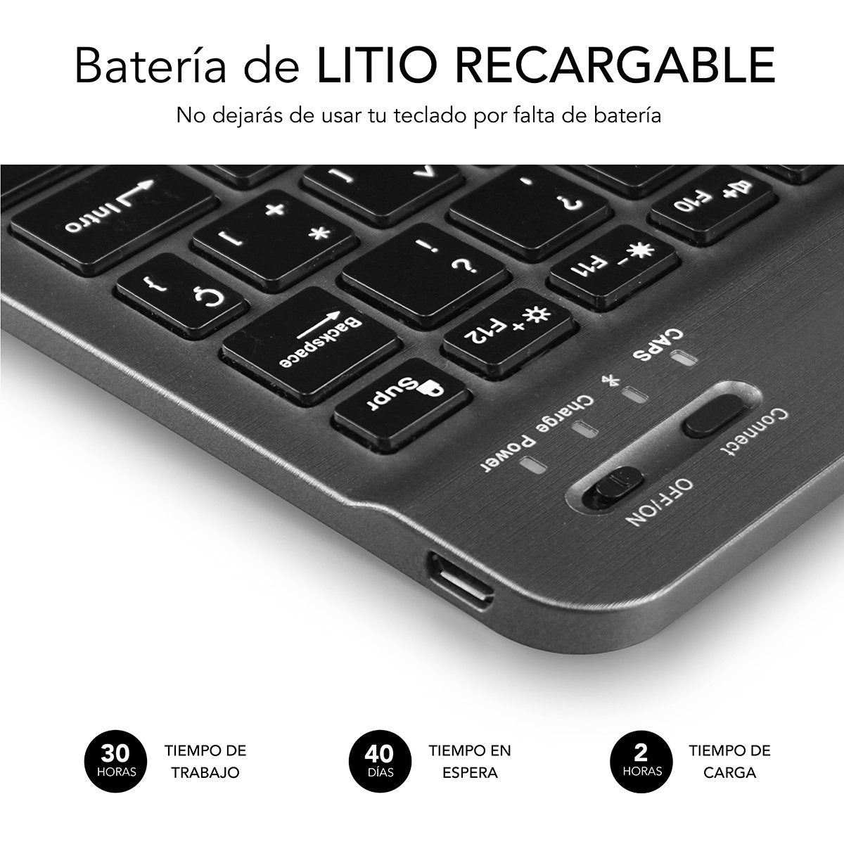 Teclado Bluetooth Subblim Sm0002 Smart Bt Grey Bt 3.0 Soft Touch Bateria 420mah Compatible Multidispositivo